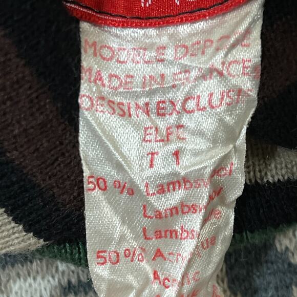 Chacok Sweater Lambs Wool Blend France Boho Bat Wing Sleeves Vintage Mock Flawed - Picture 4 of 11